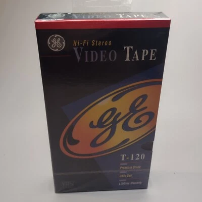 Cintas VHS GE T-120 Hi-Fi estéreo grado premium video en blanco T-120 nuevas selladas nuevas de stock Foto 1 de 4