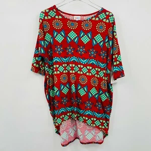 NUEVO Túnica Irma Top Lularoe Talla Pequeña Roja y Verde Funky Impresión Geométrica NUEVO - Imagen 1 de 6