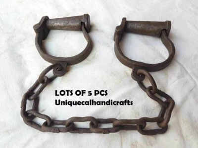 Fer à repasser ancien vintage ancien fer à repasser manchettes jambe chaîne l... - Photo 1/4