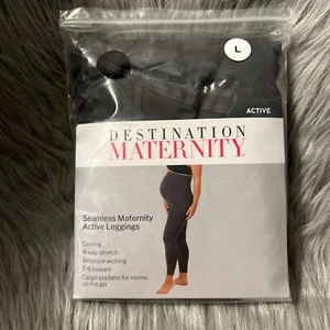 Destination Maternity Seamless Active Maternity Leggings Women's Size Large Gray - Picture 1 of 5