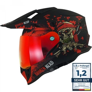 Casque Enduro Jack S. VX2 Cassé Rouge + Visière Miroitée Rouge - Bild 1 von 14