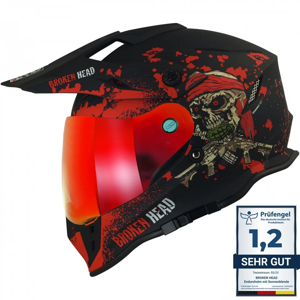 Broken Head Enduro Helm Jack S. VX2 Rot + Rot Verspiegeltes Visier - Bild 1 von 4