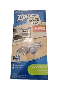 Ziploc Space Clothing 2 Med/3 Lg Impermeabile Ermetico Riutilizzabile Borse Nuovo Sigillato - Foto 1 di 2