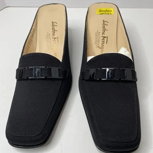 Salvatore Ferragamo Boutique Neu Vintage Schwarz Pantoletten Größe 8 1/2 2A - Bild 1 von 13