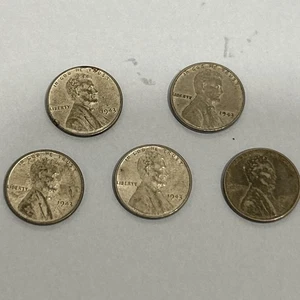 5- 1943 Cent Penny Wheat Lincoln Steel Rare Coin Money Vtg Ant collectible - Picture 1 of 24