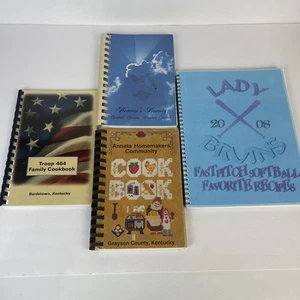 Vintage Cookbooks Recipes Central Kentucky Spiral Bound Lot of 4 Church Scouts - Foto 1 di 22