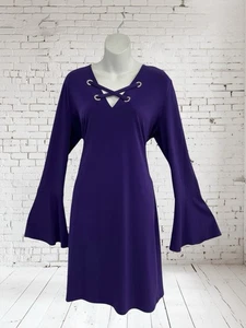 Michael Michael Kors dunkelblaues Langarmkleid mit Schlag in Größe XL - Bild 1 von 10