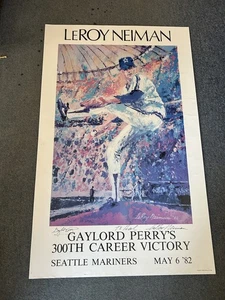 LeRoy Neiman Gaylord Perry 300th Win Print 1982 Signed Authentic Mariners Auto - Picture 1 of 9