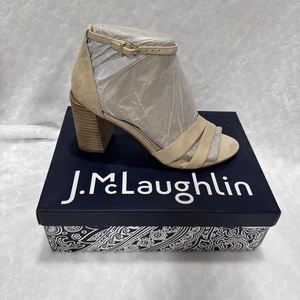 Sandalias J.McLaughlin Shauna Gamuza Dorado Tostado Apiladas Tacón Bloque Talla EE. UU. 9.5 - Imagen 1 de 15