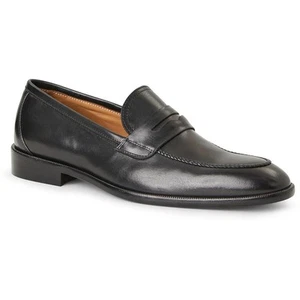 Bruno Magli Mens Arden Black Solid Leather Loafers 9.5 Medium (D) BHFO 8706 - Picture 1 of 2