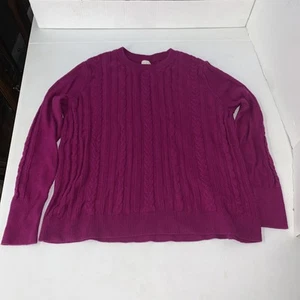A New Day Women's XL Knit Sweater Plum Long Sleeve Braid Design - Picture 1 of 4