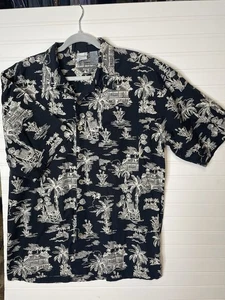 Op Ocean Pacific-Mens Hawaiian Shirt-XL Extra Large-Black-Casual Button Down - Picture 1 of 7