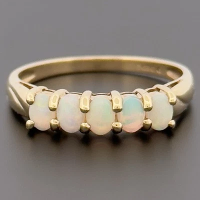 Anillo Banda Eternidad Ópalo Oro Amarillo 9ct Talla Q Sello Foto 1 de 4