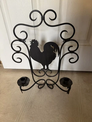 Southern Living at Home Rooster Wall Candle Sconce Black Iron Farmhouse 18x14 - Image 1 of 4