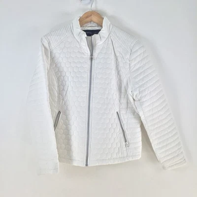 Andrew marc womens puffer jacket size L white long sleeve zip 119538 - Image 1 of 4