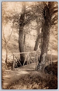 K40/ Round Lake Michigan RPPC Postcard c1910 Trail Bridge Cottage 53 - Picture 1 of 2