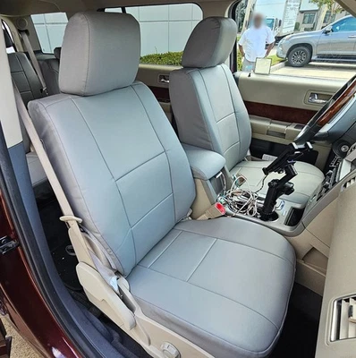 适用于福特 FLEX 2009 - 2019 IGGEE S.LEATHER 定制 2 个前座套 13 种颜色 — 第 1/4 张图片