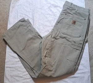 Carhartt Utility Double Knee Mens Size 36x34 Zip Fly Work Canvas Pants B136 Tan - Picture 1 of 12