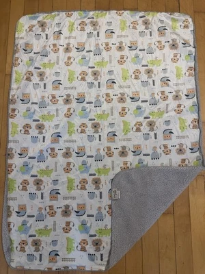 Детское одеяло из гороха для сафари плюшевое шерпа слон крокодил тигр сова черепаха - Изображение 1 из 4