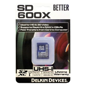 Delkin 64GB SDHC 600X UHS-I Better Grade Memory Card - Lifetime Warranty - Picture 1 of 2