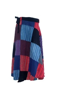NWT Patchwork Cotton Wrap Around Skirt Hippie Dress Gypsy Handmade Nepal S36 - Picture 1 of 3