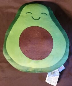 Smiley Happy Avocado Plush Pillow 18" x 15" Super Soft Spandex, Polyester