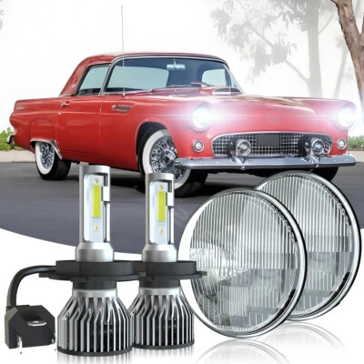 2 x 7 英寸圆形 LED 车头灯适用于 1953 - 1957 雪佛兰 Bel Air/150/210 Impala 福特 — 第 1/4 张图片