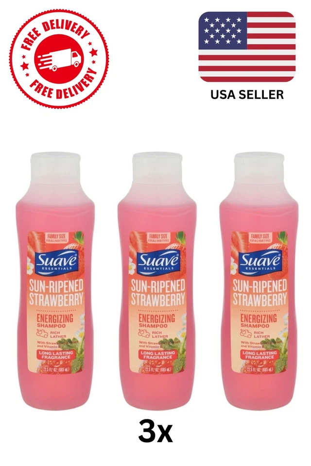 ( Lot Of 3 ) Suave Sun-Ripened Strawberry Energizing Shampoo 22.5 Fl Oz  - Image 1 of 1