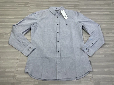 Camisa de vestir de manga larga con botones French Connection para hombre talla pequeña azul $69 Foto 1 de 4