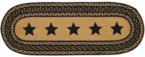 "Exquisito yute bronceado trenzado granja con estrellas negras ovalado corredor de mesa 13"" x 36" - Imagen 1 de 4