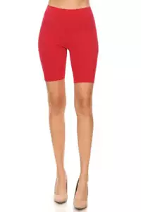 Solid High Waist Biker Shorts - Elastic Waist, Comfortable Fit - Picture 1 of 20