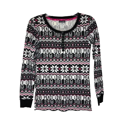 Top de pijama térmico Joe Boxer para mujer manga larga Peace Love copos de nieve talla pequeña Foto 1 de 4