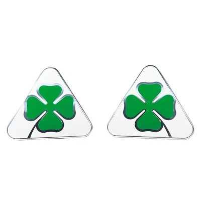 2pcs Alfa Romeo Silver Green Clover Side Fender Stickers Emblems Badges Logo - Image 1 of 4