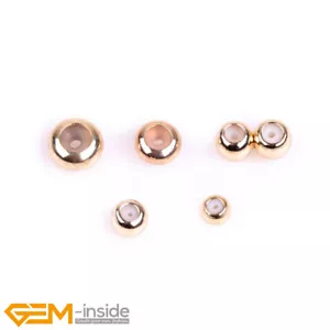 14K Yellow Gold Filled Silica Stopper Crimp Beads For Jewelry Making Findings AU - Picture 1 of 13