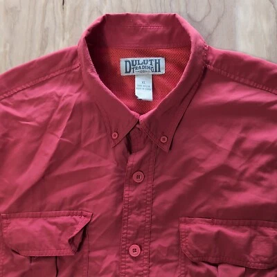 CAMISA DULUTH NYLON VENTILADA AIR STRIP PARA HOMBRE XL ROJA DOBLE BOLSILLO PESCA Foto 1 de 4