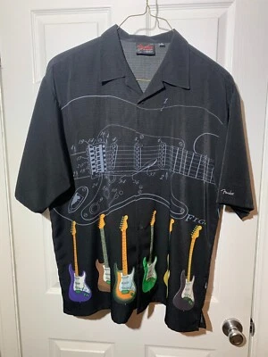 Camisa de manga corta para hombre Fender The Collection by Da Vinci XL negra estampado de charol Foto 1 de 3