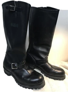 HH Double H West Vintage Black Leather Bike Motorcycle Boots US 8-1/2 E Nice !! - Picture 1 of 11