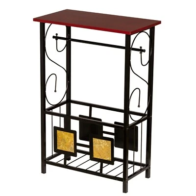 Burnished Bathroom Table - Side Table W/ Toilet Paper Holder & Magazine Rack - Image 1 of 4