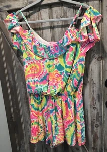 Pantalones Cortos Lilly Pulitzer Fenella Mameluco Come Out Of Your Shell Hombro Frío Talla S - Imagen 1 de 19