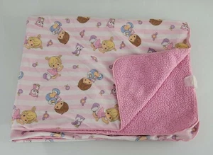 Precious Moments Pink White Stripe Baby Girl Blanket Owl Bird Flower Kids Boy - Picture 1 of 5