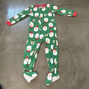 Carter's fleece Santa Christmas 1 piece zip front pajamas sz 5 youth - Picture 1 of 6