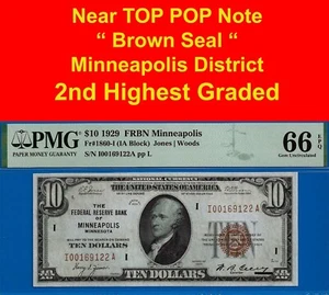 1929 $10 National Currency PMG 66EPQ FRBN Minneapolis 2nd finest Fr 1860-I - Picture 1 of 4