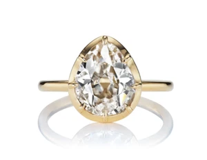 Lab Grown Antique Diamond Wedding Ring 2.00 Ct Pear Cut IGI GIA 14K Yellow Gold - Picture 1 of 16
