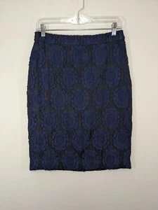 $89 NWT Ann Taylor Clip Jacquard Skirt Blue Lined Floral size 2 - Picture 1 of 8