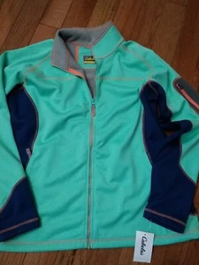 Women's XL Cabelas Colorblocked Full Zip Sweater Jacket Teal Blue, NWT - Picture 1 of 9