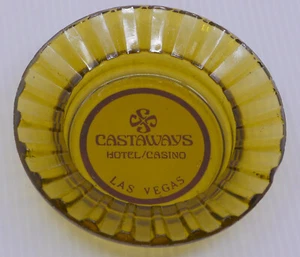 VINTAGE CASTAWAYS HOTEL & CASINO AMBER GLASS ASHTRAY, LAS VEGAS, TOBACCIANA - Picture 1 of 2