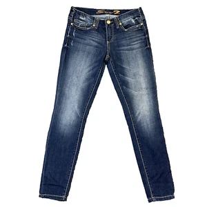 Seven 7 Womens Jeans Legging Slim Skinny Faded Stitch Embroided Blue W30 L30 - Picture 1 of 14