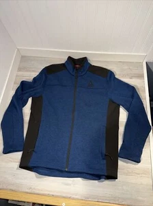 Gerry Blue Black Full Zip Mix Media Fleece Jacket Men Size L With Hidden Pocket - Picture 1 of 9