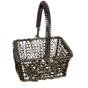 Miniature Wire Basket Easter Shopping Garden Cottagecore Farmhouse - Picture 1 of 6