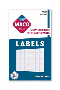 MACO White Rectangular Multi-Purpose Labels, 5/16 x 1/2 Inches, 1000 Per Box - Picture 1 of 2